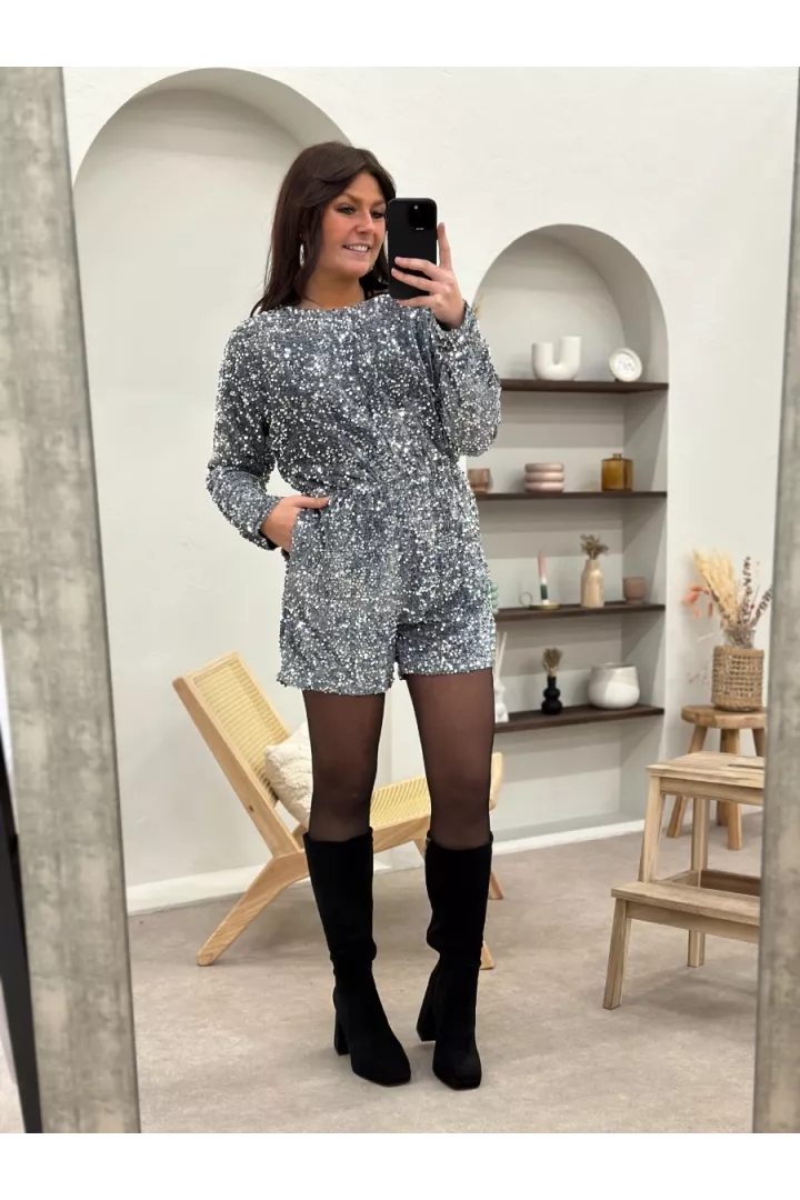 Combishort Octavia Argent&nbsp;| Juste Elles