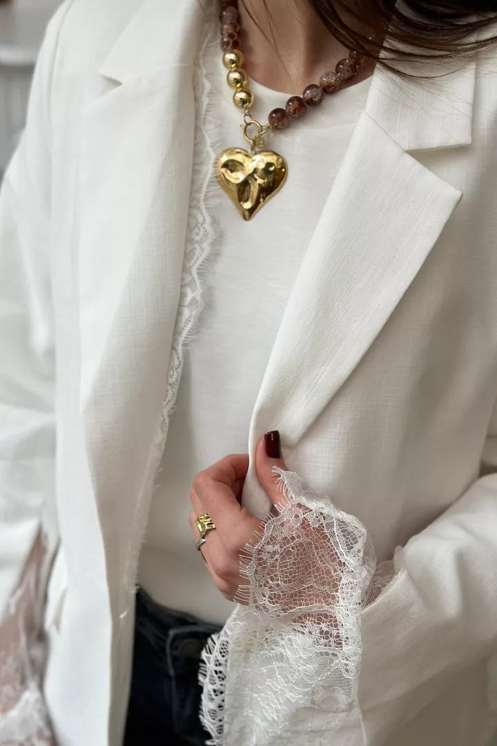 Blazer dentelle Cleo  Blanc