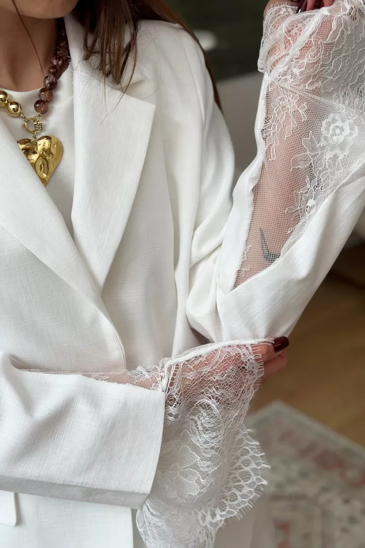 Blazer dentelle Cleo  Blanc