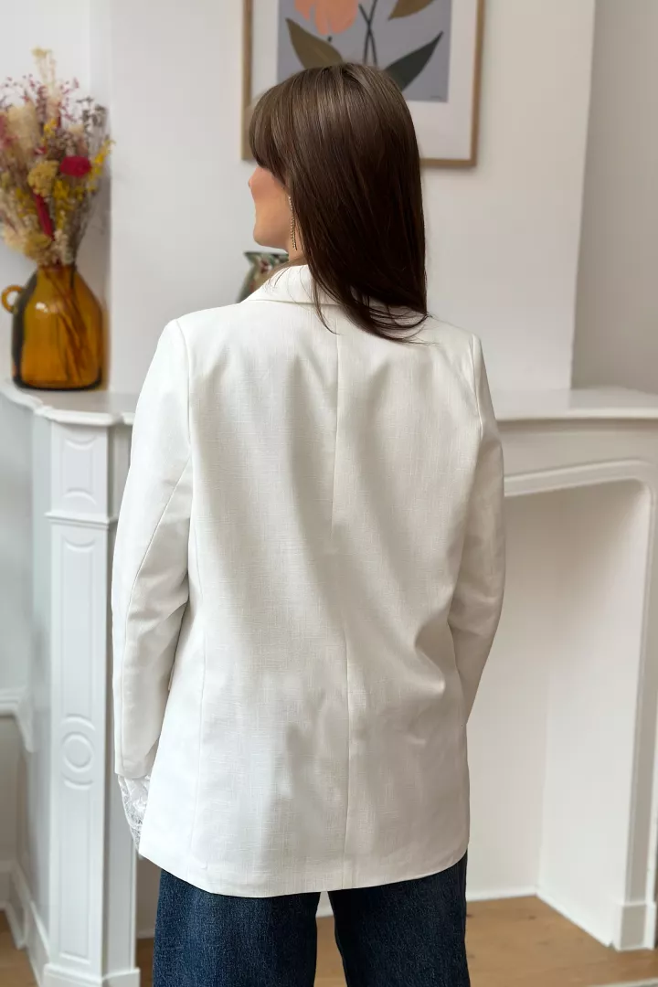 Blazer dentelle Cleo  Blanc