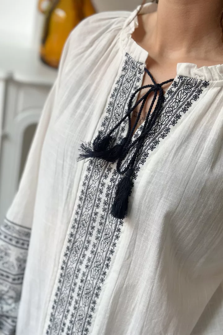 Blouse Coline Blanc-bleu