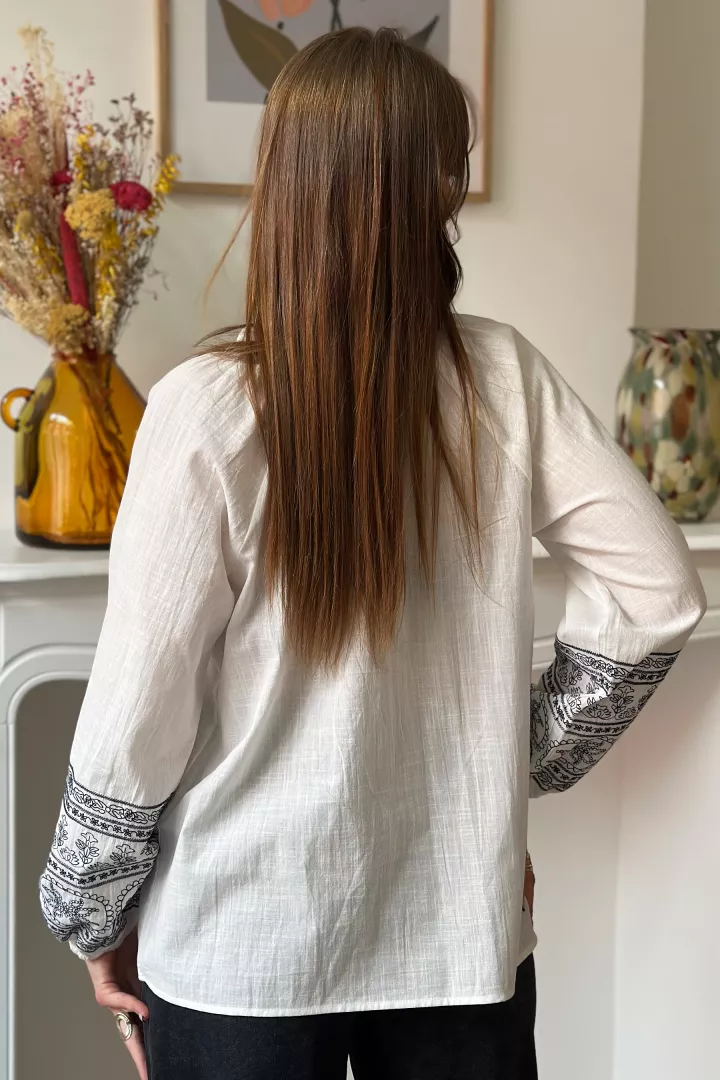 Blouse Coline Blanc-bleu
