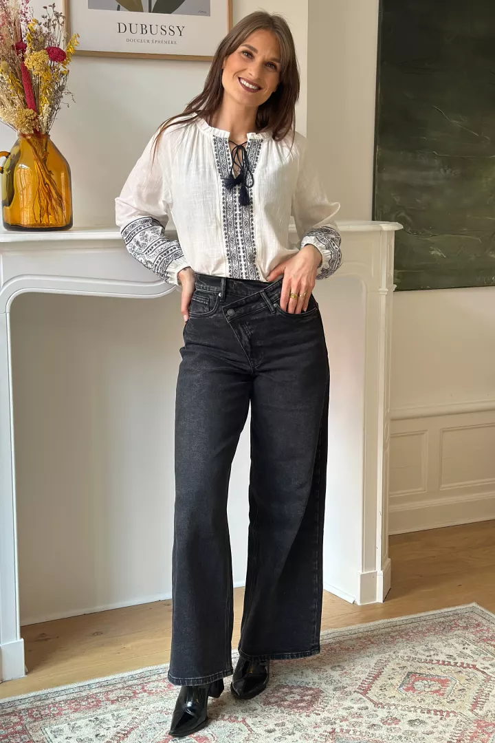 Blouse Coline Blanc-bleu