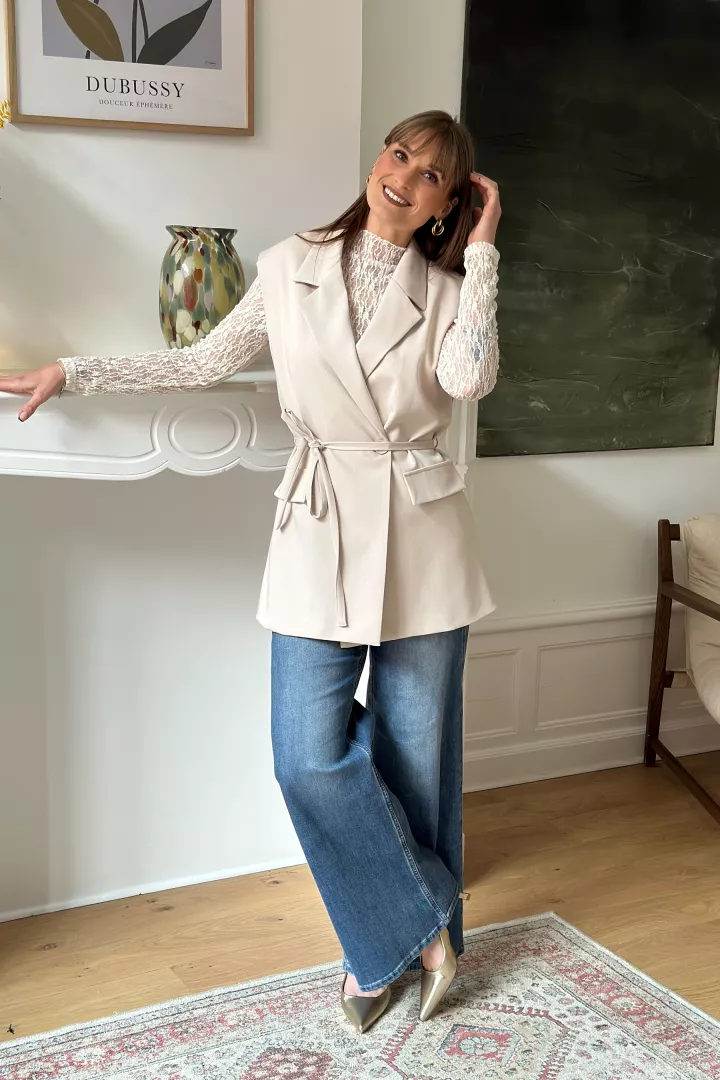 Blazer sans manches Mya Beige