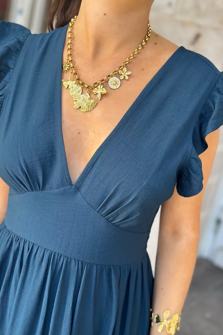 Robe longue Zao Bleu canard