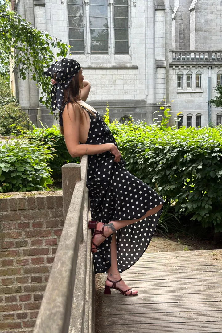 Foulard a pois Nara Noir et Blanc