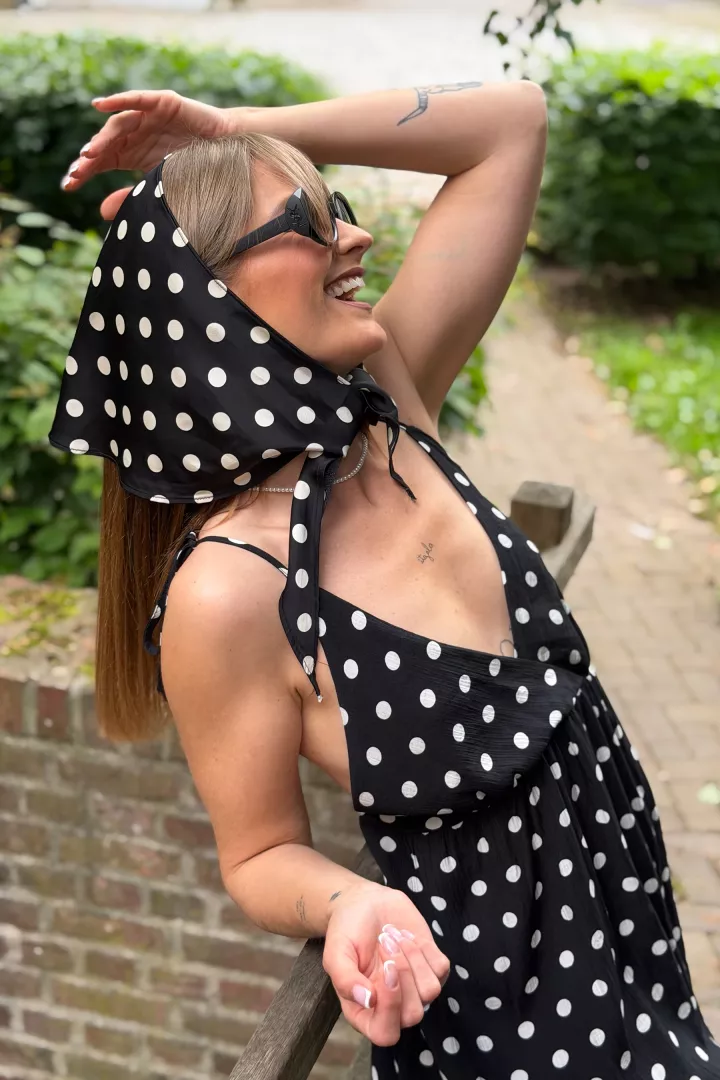 Foulard a pois Nara Noir et Blanc