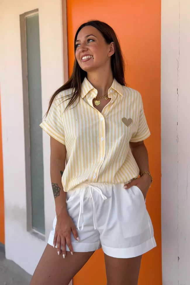 Chemisette Laurette ray&eacute;e coeur or Jaune