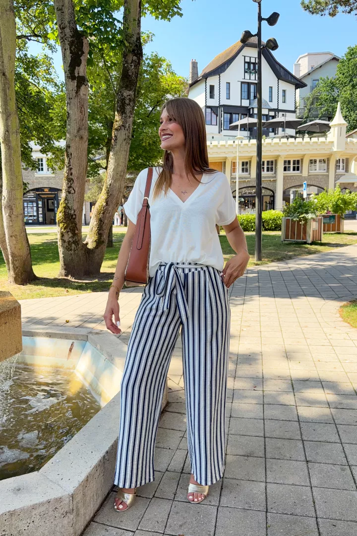 Pantalon raye Idaya Marine