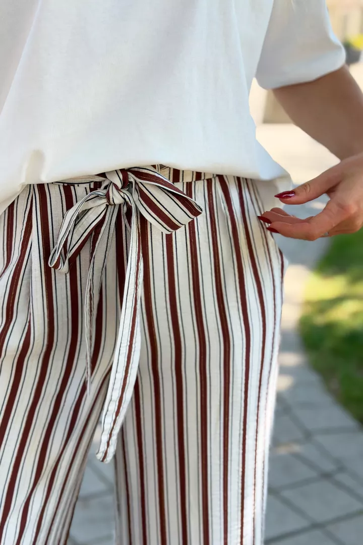 Pantalon raye Idaya Marron