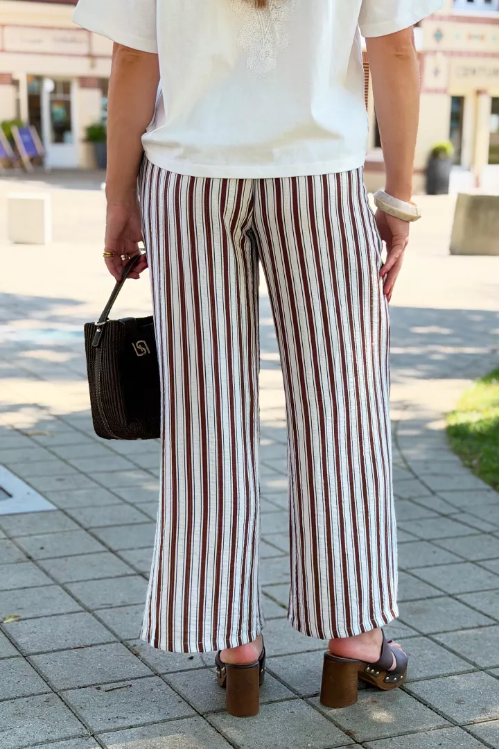 Pantalon raye Idaya Marron