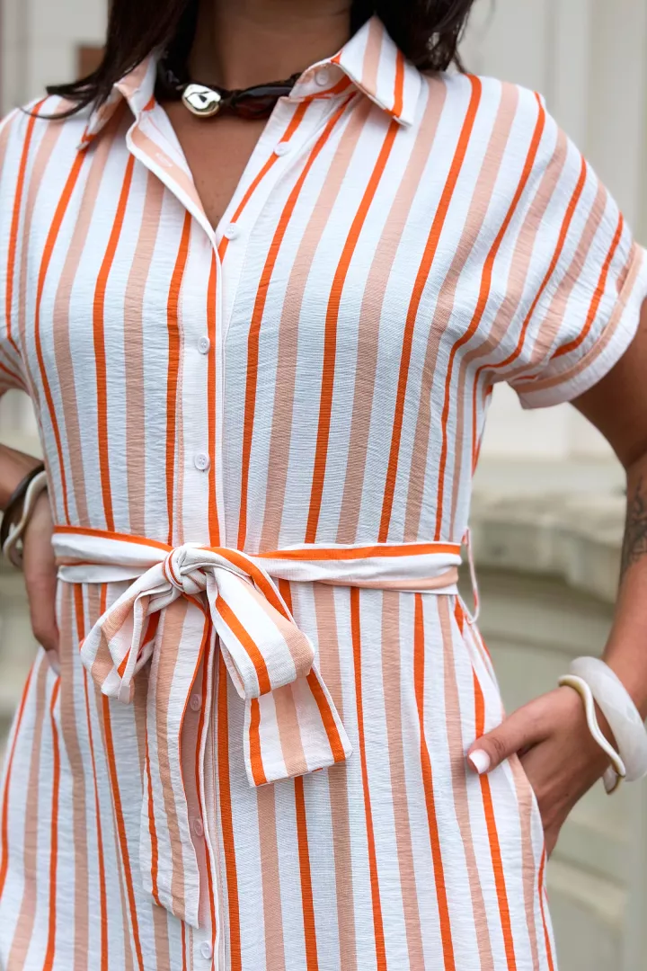 Robe longue raye Delphia Orange