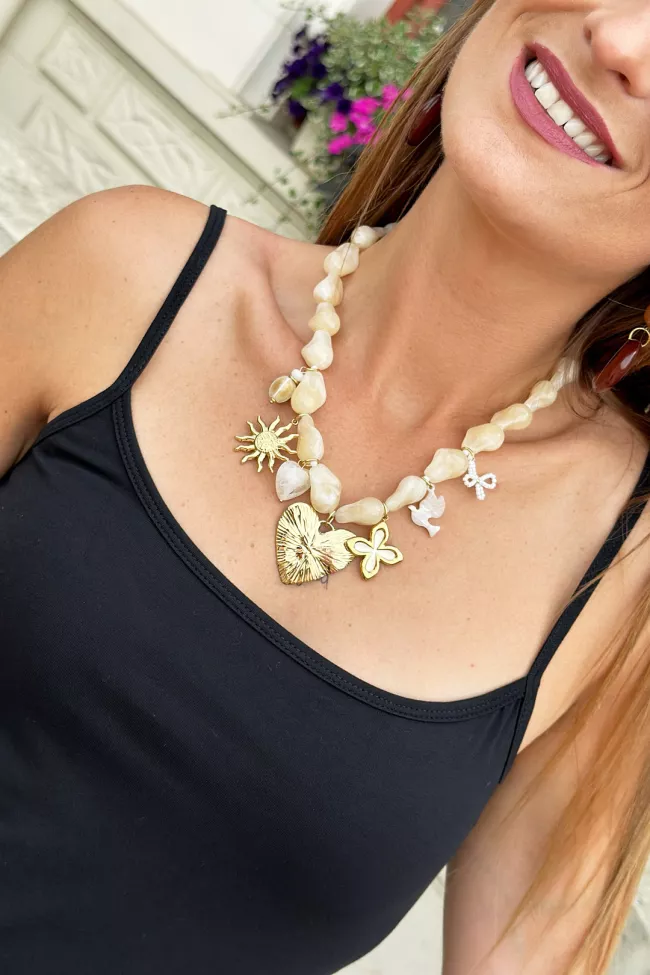 Collier Livia Beige