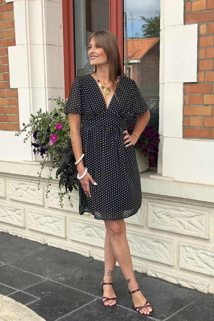 Robe courte a pois Gloria Noir