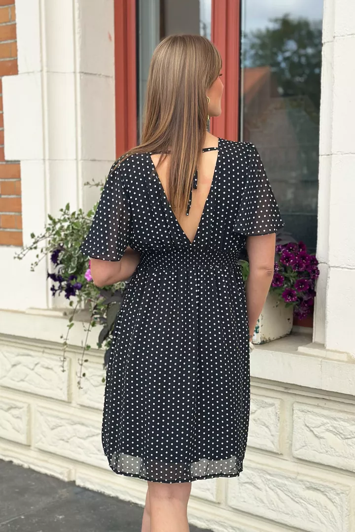 Robe courte a pois Gloria Noir
