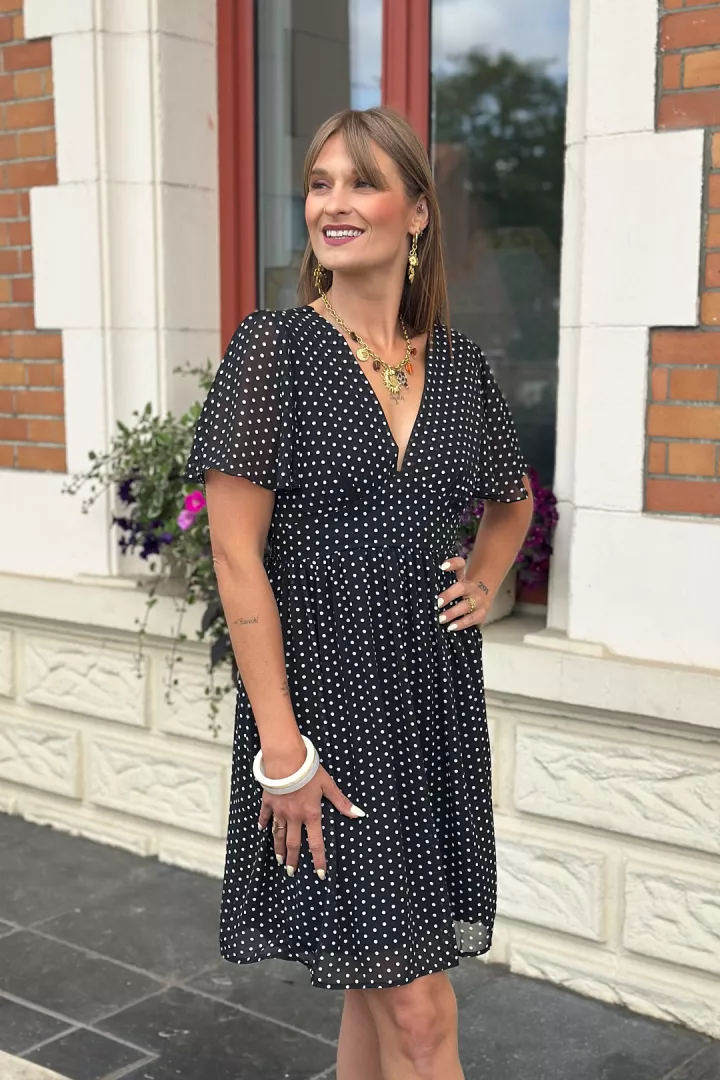 Robe courte a pois Gloria Noir