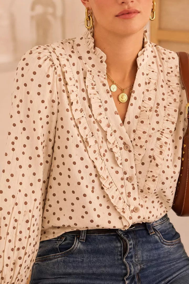Chemise a pois Pia Beige