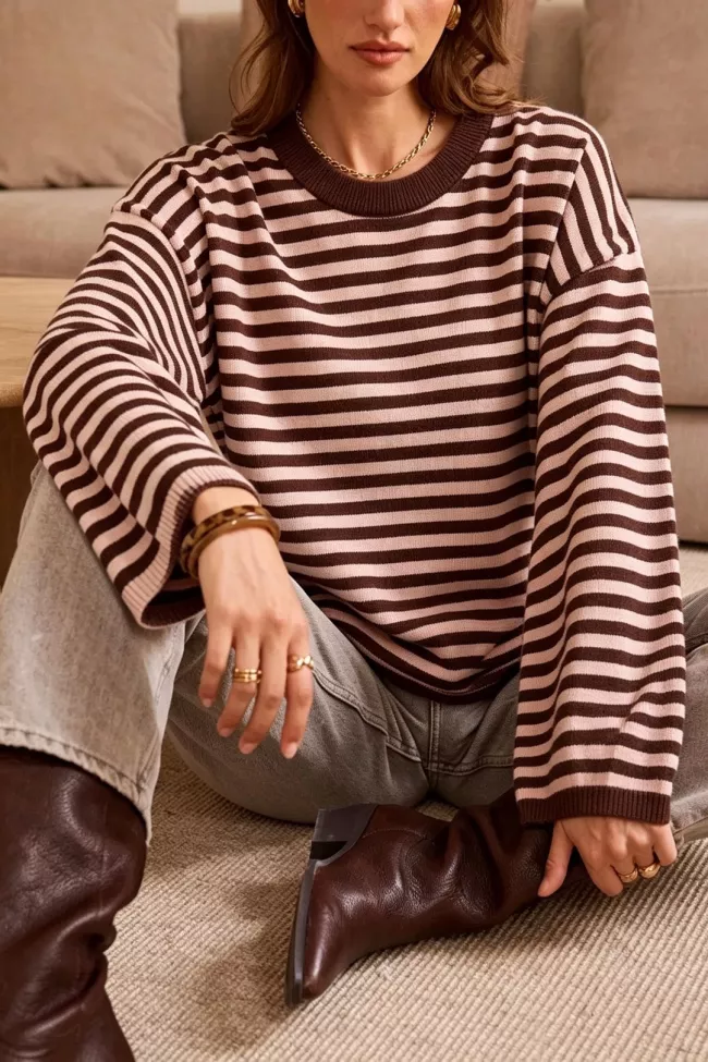 Pull raye Maho Marron