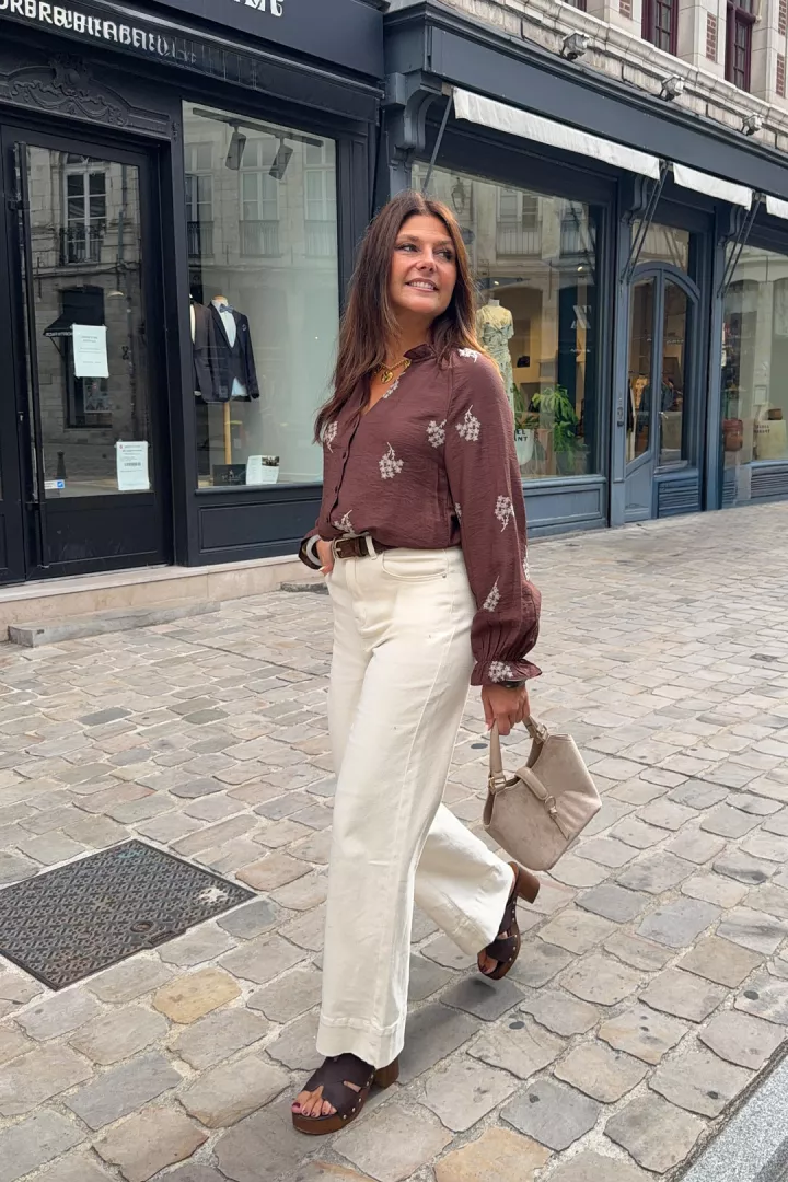 Blouse brode Esmee Chocolat