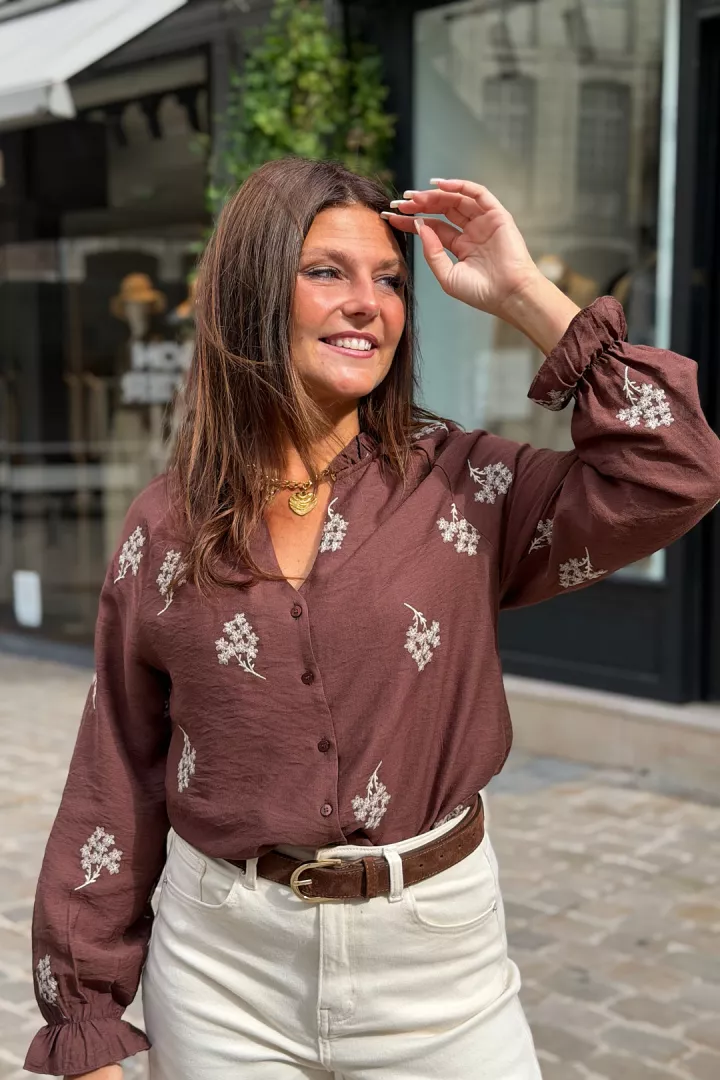 Blouse brode Esmee Chocolat