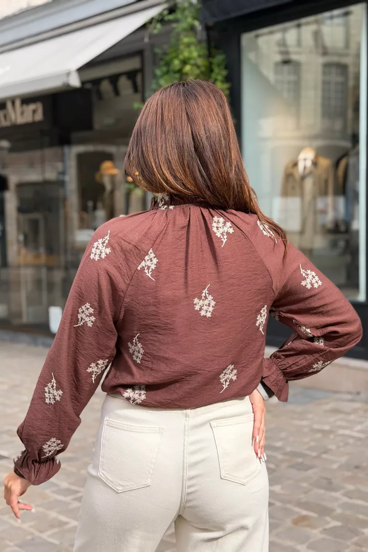 Blouse brode Esmee Chocolat