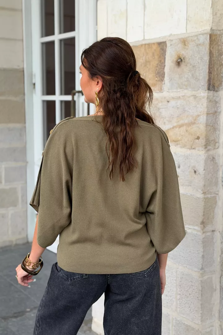Pull sans manches Sally Kaki