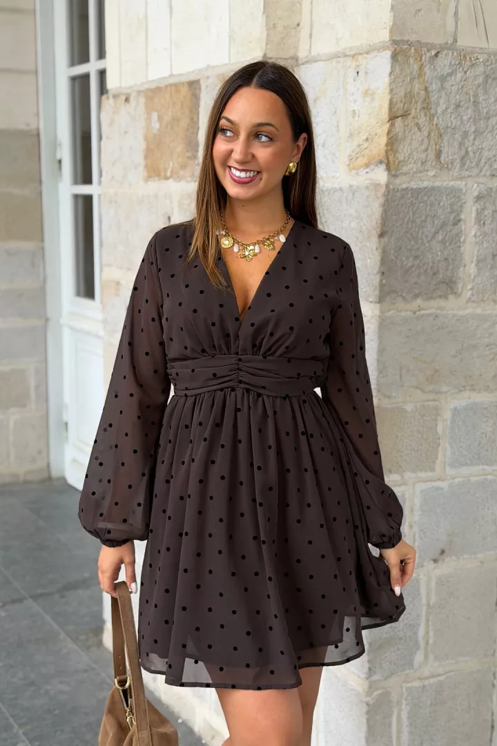 Robe courte a pois Bianca Chocolat