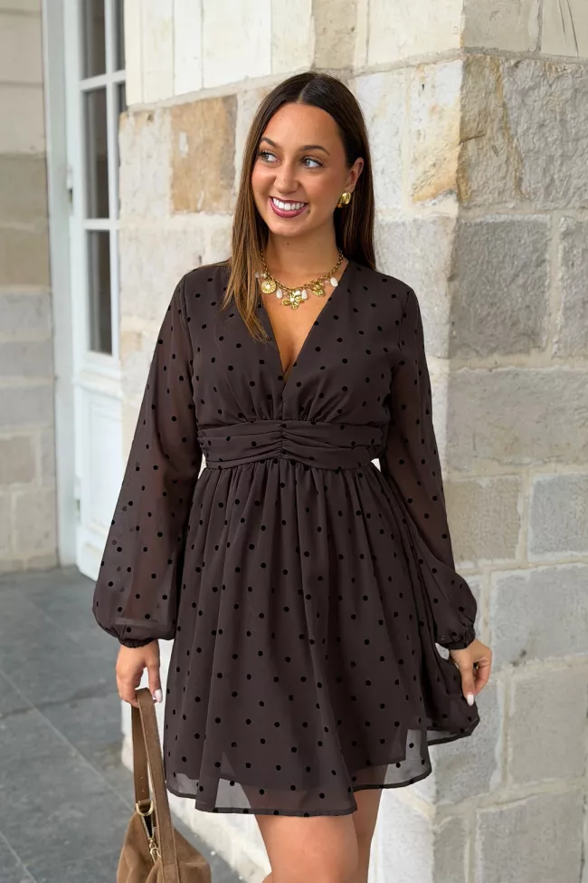 Robe courte a pois Bianca Chocolat