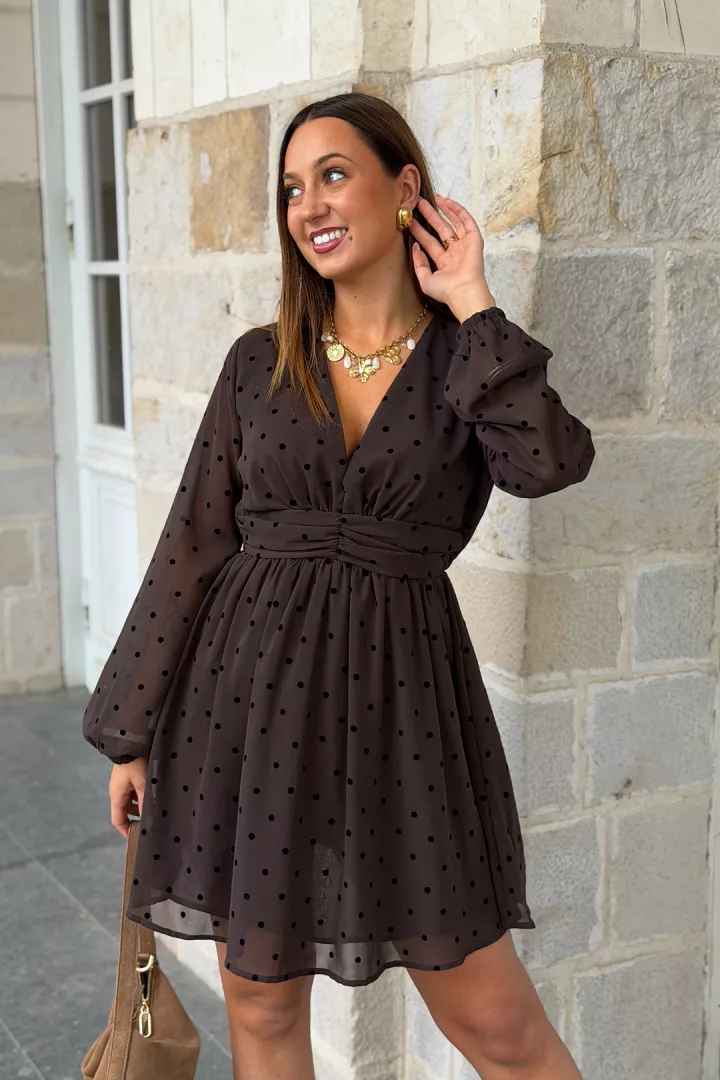 Robe courte a pois Bianca Chocolat
