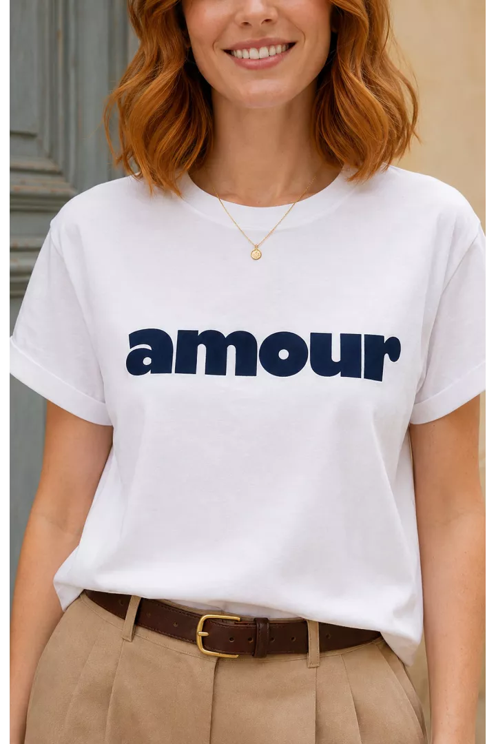 Tshirt Amour Blanc-bleu