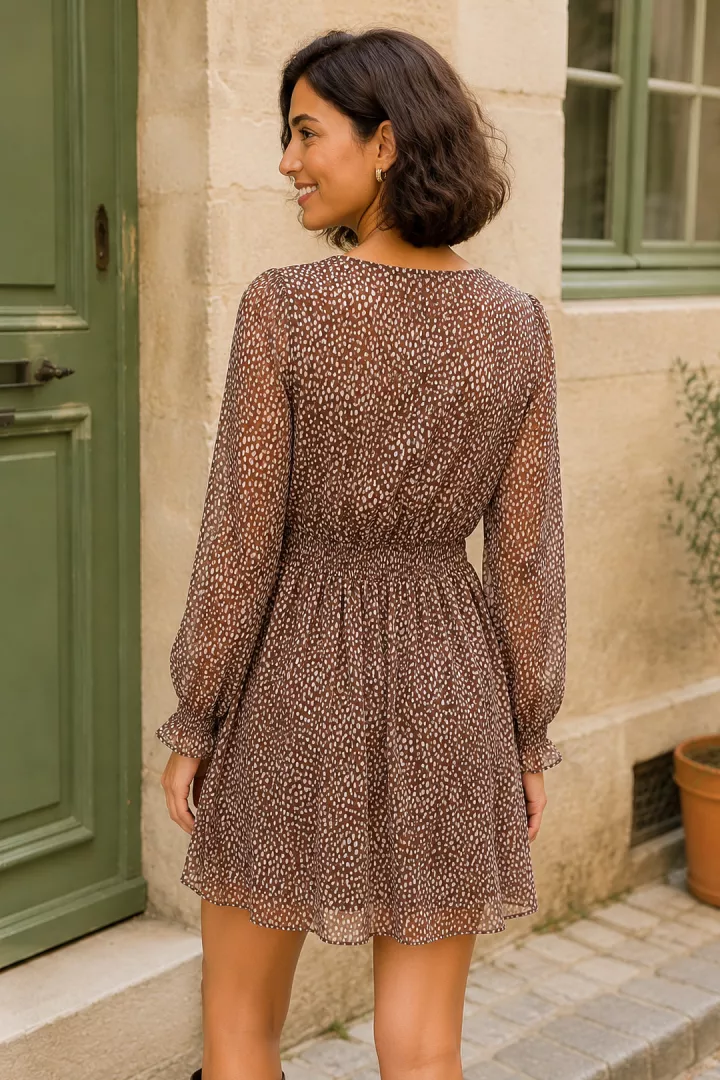 Robe courte Tessya Marron