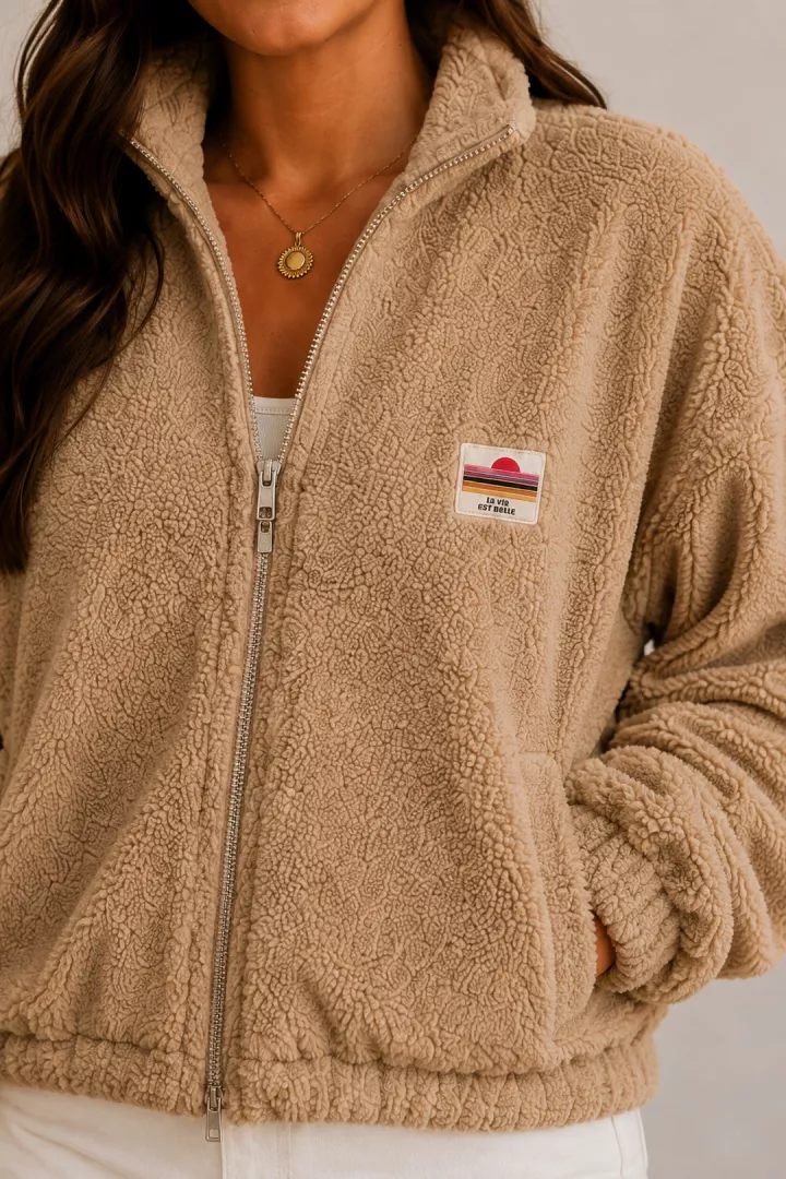 Veste courte polaire Tara Camel
