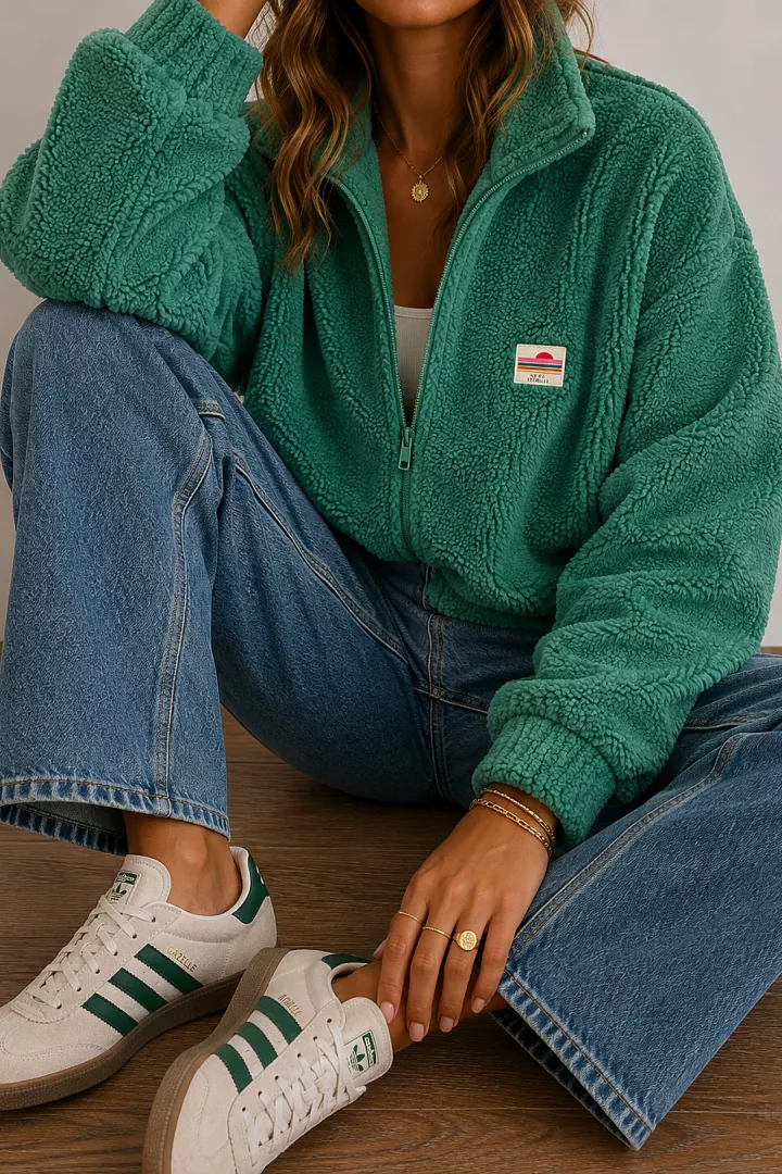 Veste courte polaire Tara vert