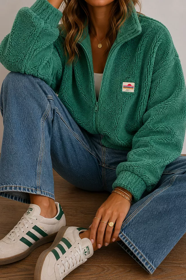 Veste courte polaire Tara vert