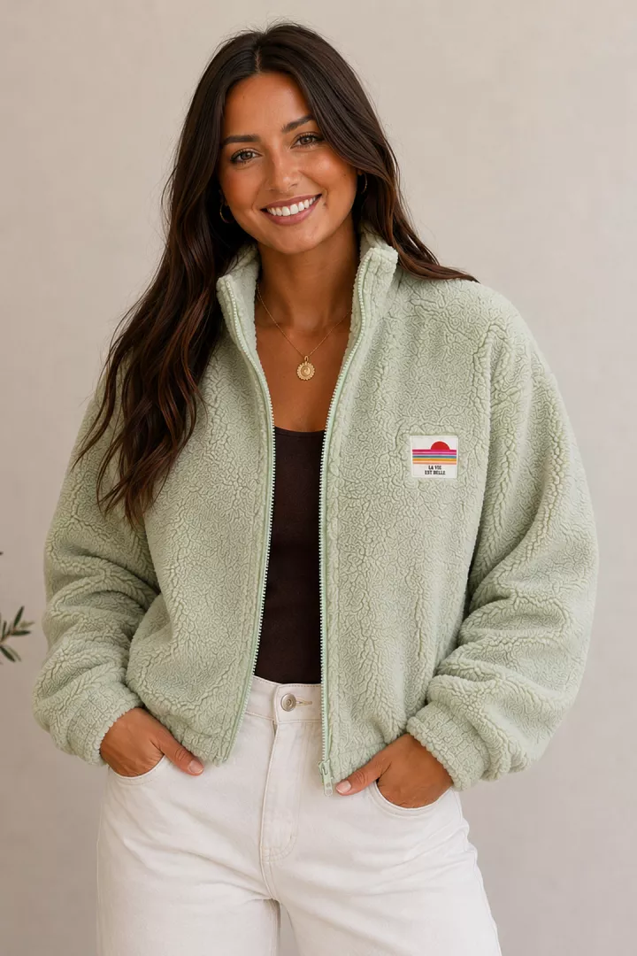 Veste courte polaire Tara Vert menthe