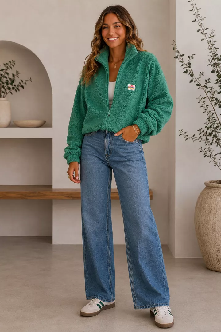 Veste courte polaire Tara vert