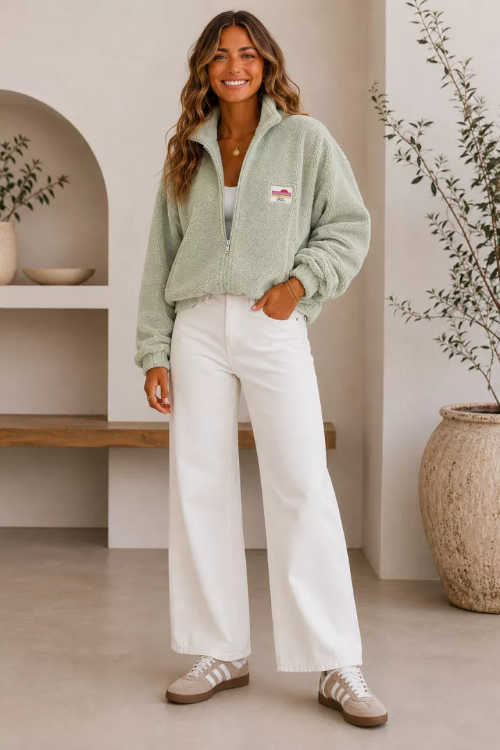 Veste courte polaire Tara Vert menthe