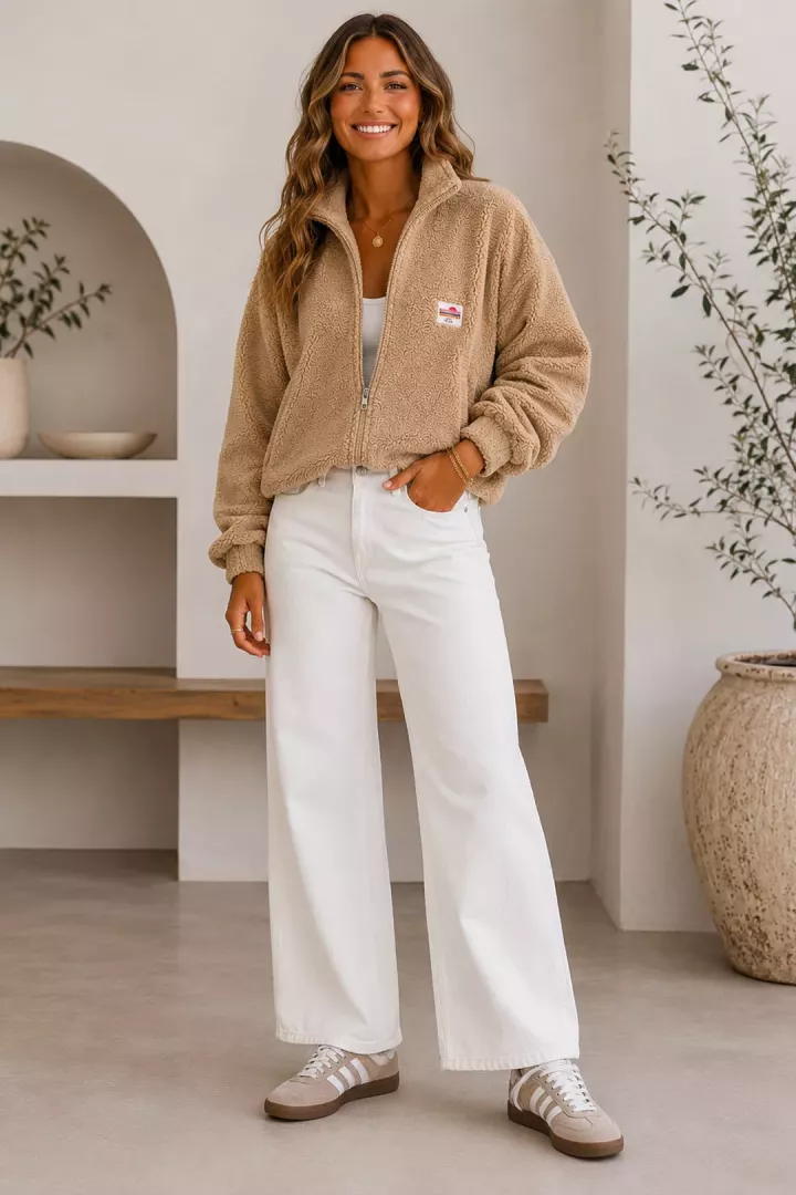 Veste courte polaire Tara Camel