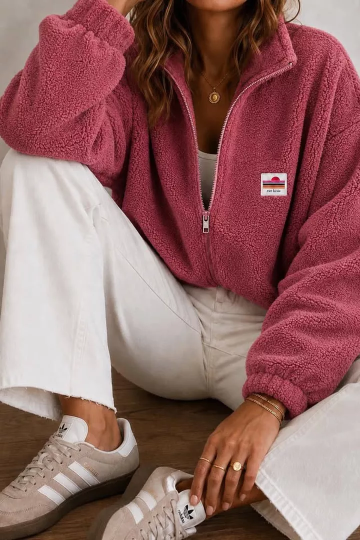 Veste courte polaire Tara Vieux rose