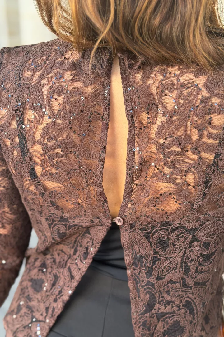 Blouse dentelle Elina Chocolat