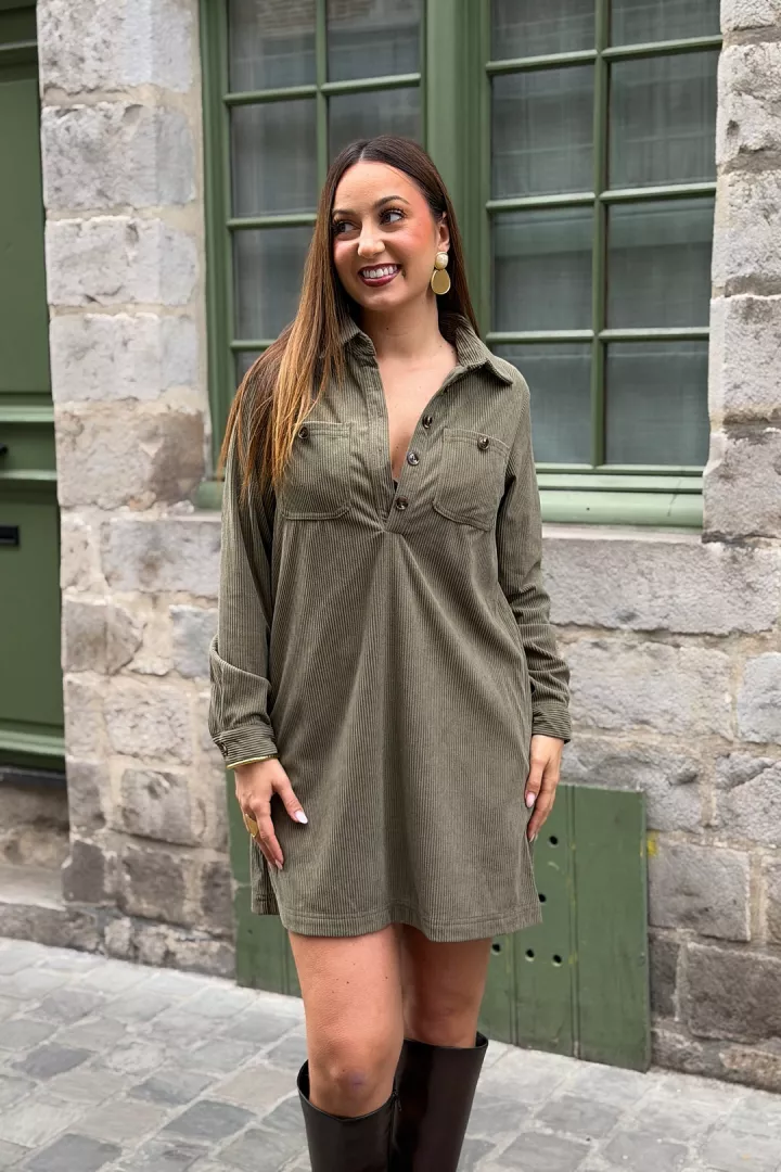 Robe courte Polina Kaki