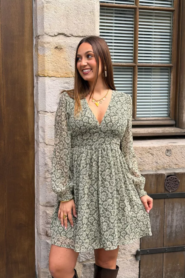 Robe courte Rosie Kaki