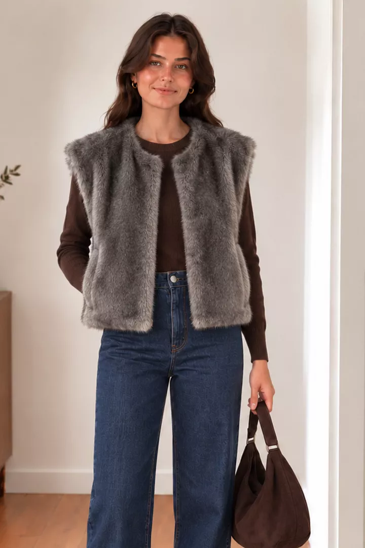 Gilet sans manches Oria Chocolat