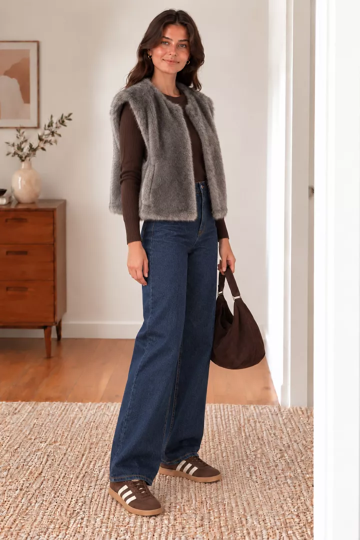 Gilet sans manches Oria Chocolat