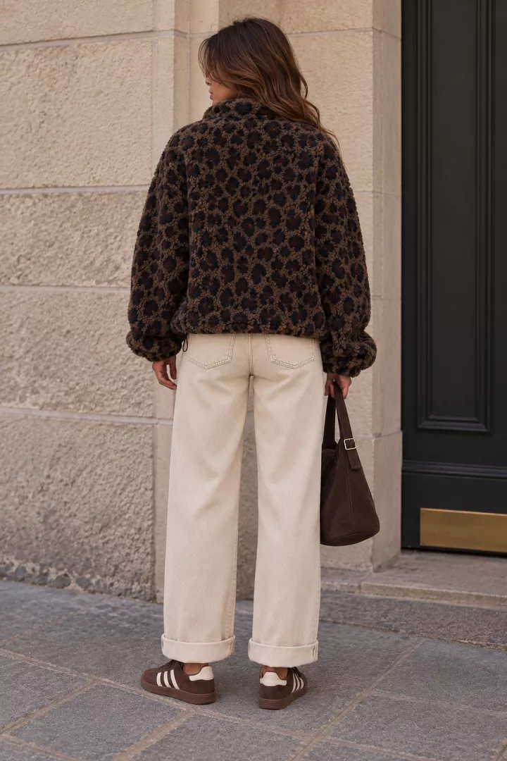 Veste courte polaire Molly Leopard